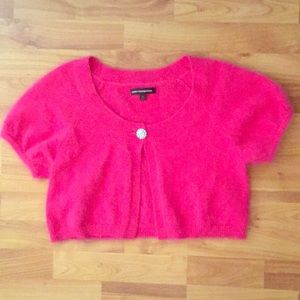 Hot pink fuzzy cashmere shrug (so sweet!)